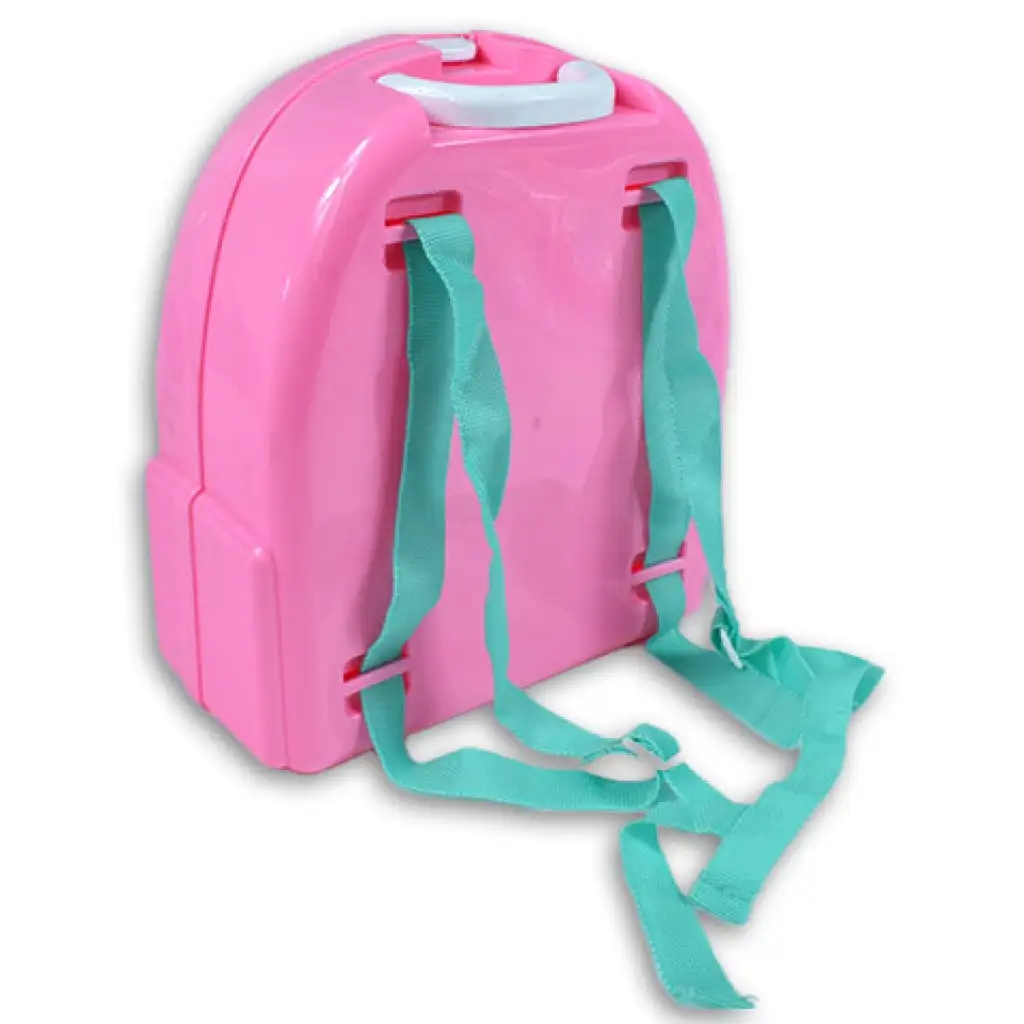 imagen de Conjunto de belleza rosa en mochila con maquillaje, espejo y accesorios 2