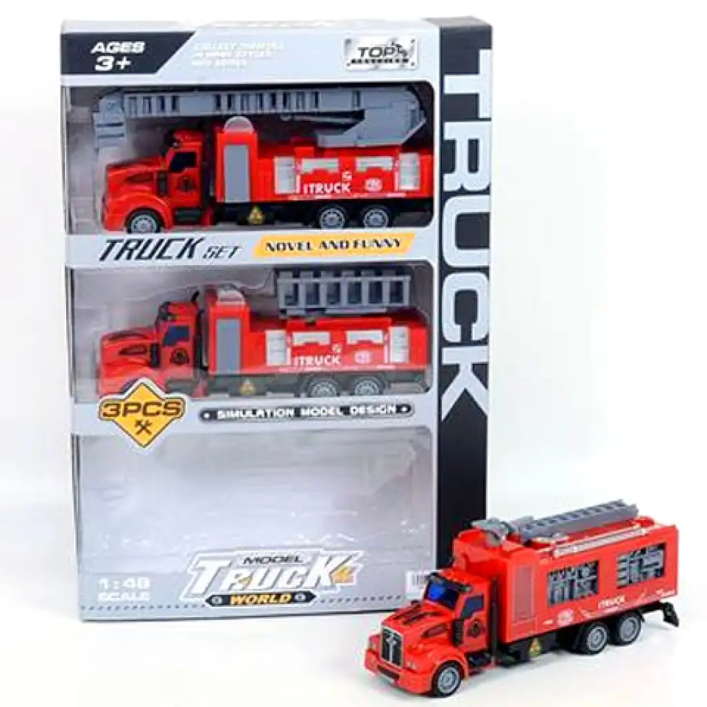 imagen de Conjunto de camión de bomberos de arrastre 3 piezas 1:48 1