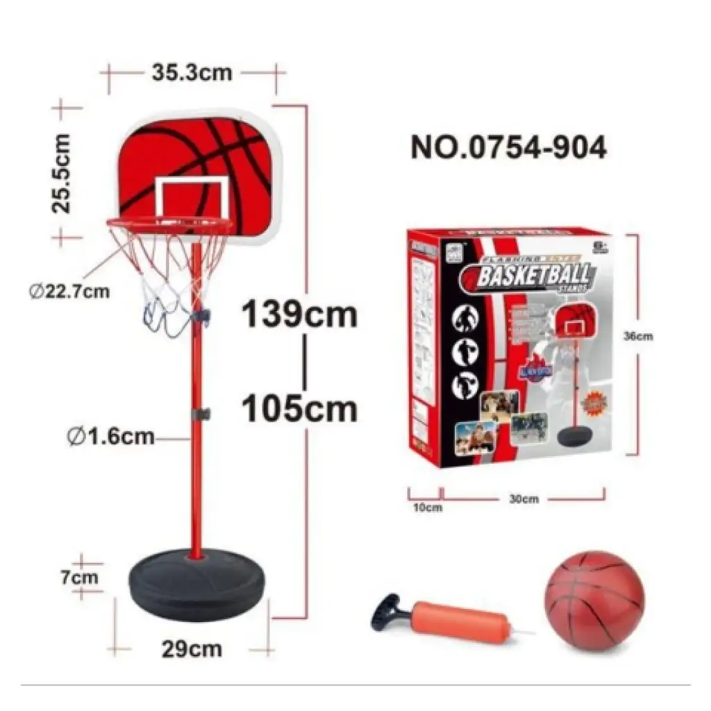 imagen de Conjunto de canasta de baloncesto con soporte, bomba y balón 2