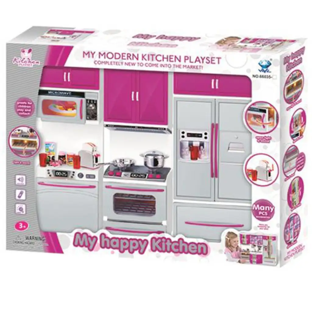 imagen de Conjunto de cocina rosa con luz y sonido 1