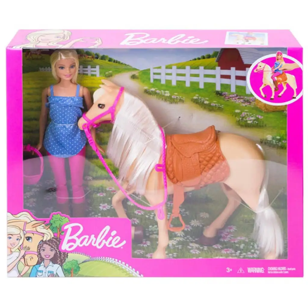 imagen de Conjunto de equitación de Barbie con muñeca - Mattel 1