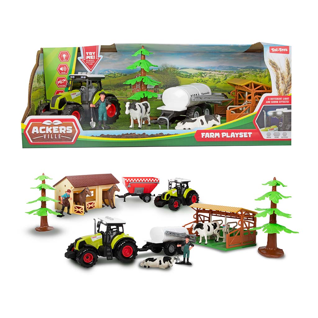 imagen de Conjunto de establo de granja con tractor de 7 piezas 2