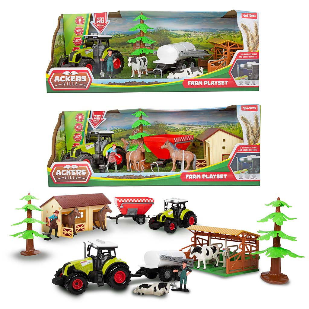 imagen de Conjunto de establo de granja con tractor de 7 piezas 1
