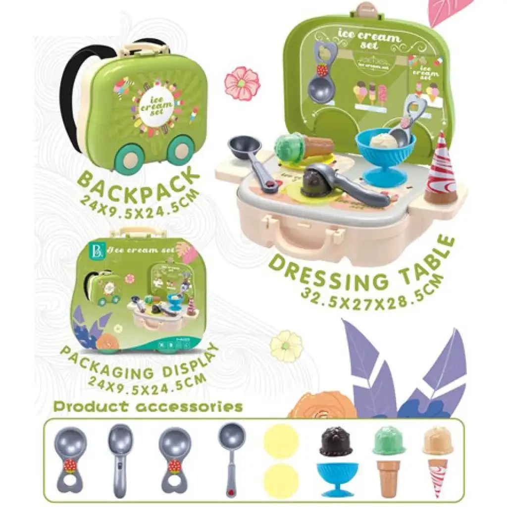 imagen de Conjunto de heladería 2 en 1 en maleta con ruedas con accesorios 1