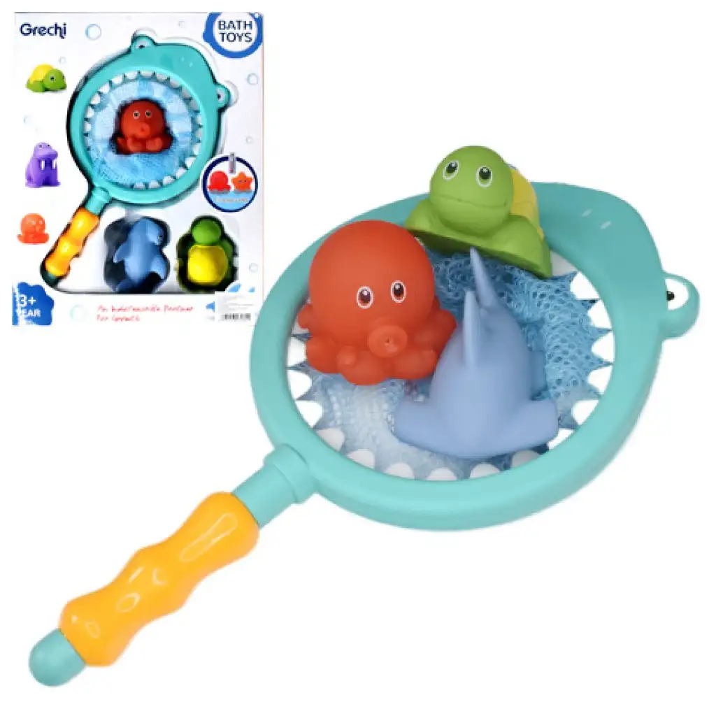 imagen de Conjunto de juego de baño con red de pesca y animales que salpican 1