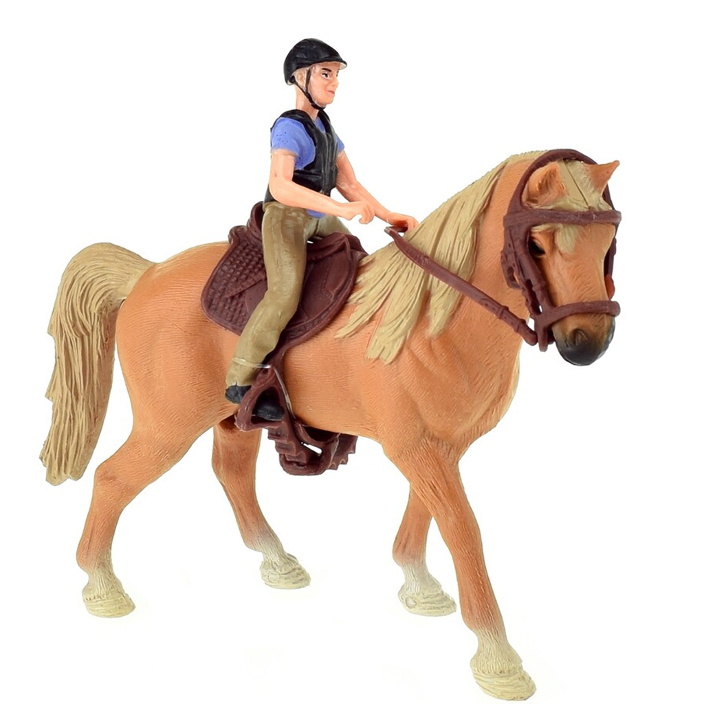 imagen de Conjunto de juego de caballos con caballo marrón y jinete 2