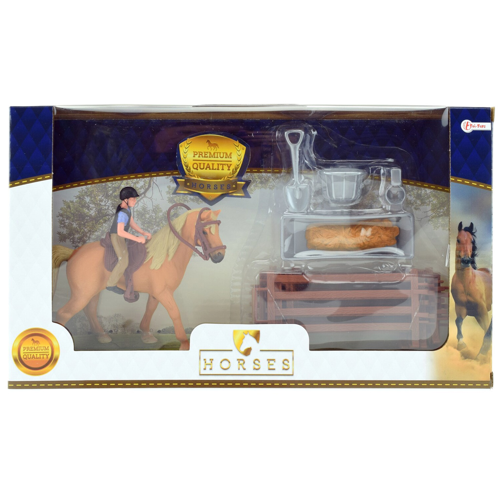 imagen de Conjunto de juego de caballos con caballo marrón y jinete 1