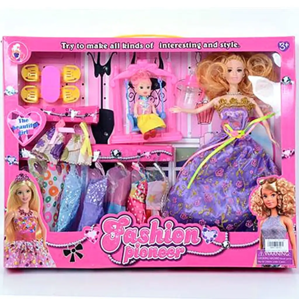 imagen de Conjunto de juego de muñeca de moda con bebé y accesorios 1