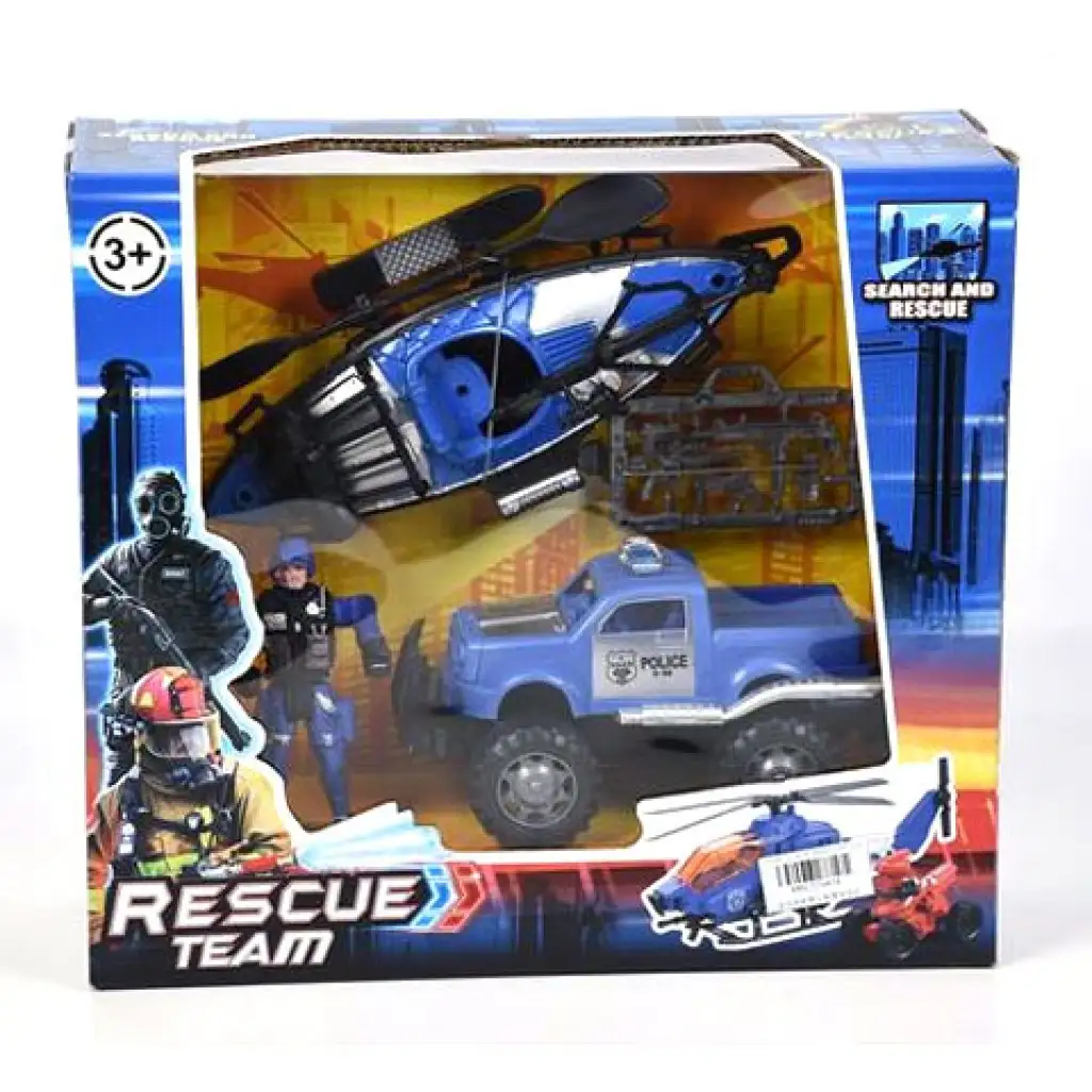 imagen de Conjunto de juego de policía del equipo de rescate con Jeep y accesorios 1