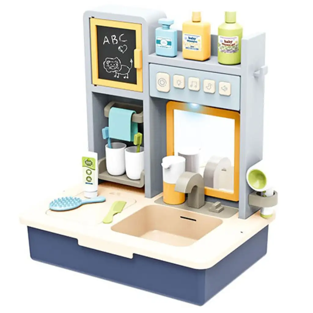 imagen de Conjunto de lavabo de baño azul con luz y sonido de 16 piezas 2