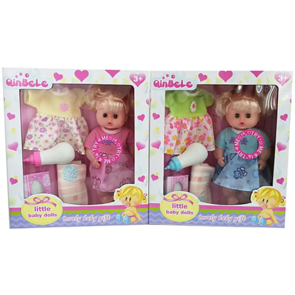 imagen de Conjunto de muñeca Quinbele con pañales, ropa y accesorios en dos versiones 1