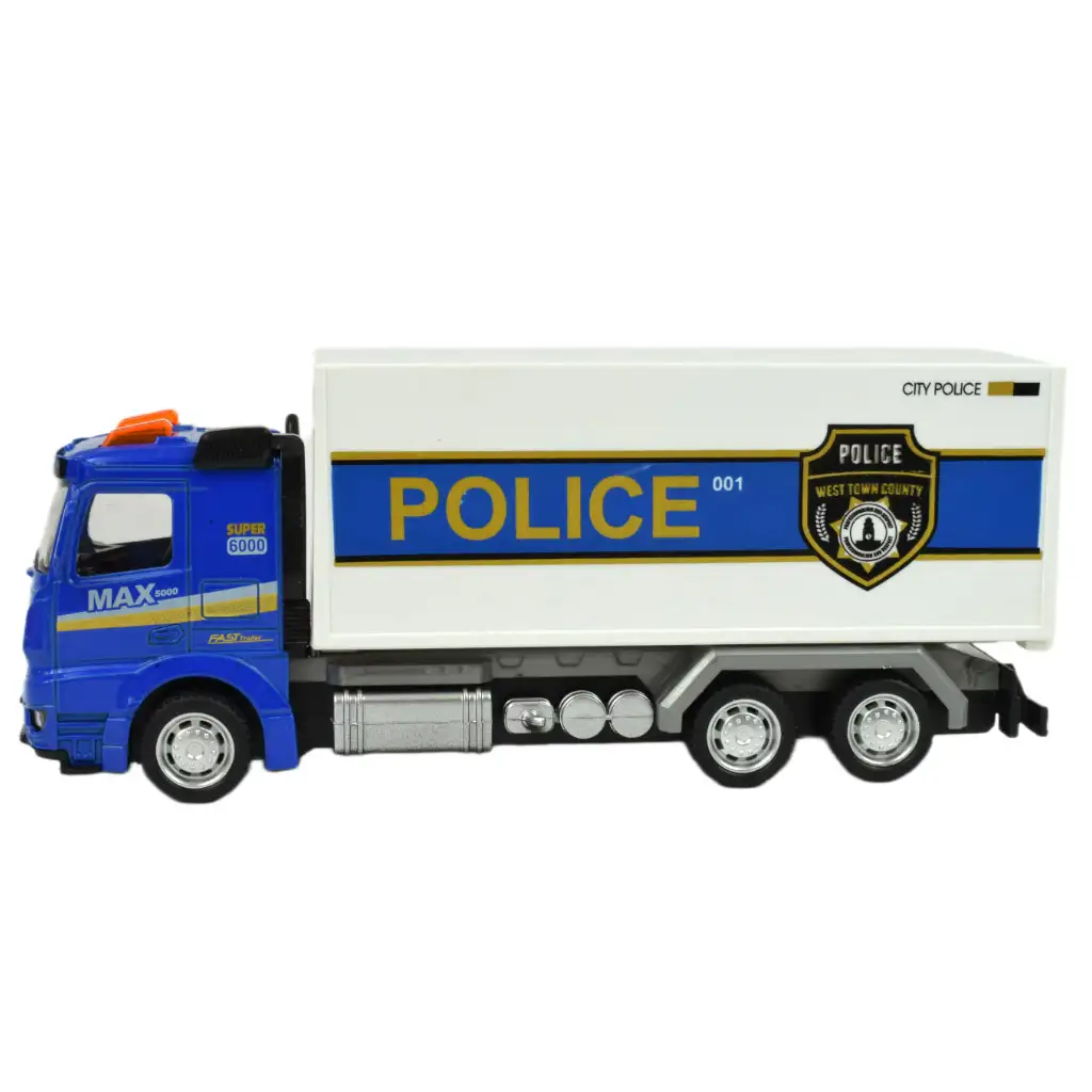 imagen de Conjunto de Policía: Camión de policía con ruedas de lenticular y sonido en varias versiones 19cm 1ud 3