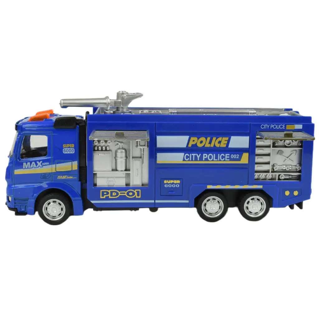 imagen de Conjunto de Policía: Camión de policía con ruedas de lenticular y sonido en varias versiones 19cm 1ud 8