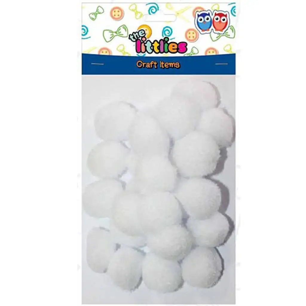 imagen de Conjunto de pompones blancos 25mm 25ud 1