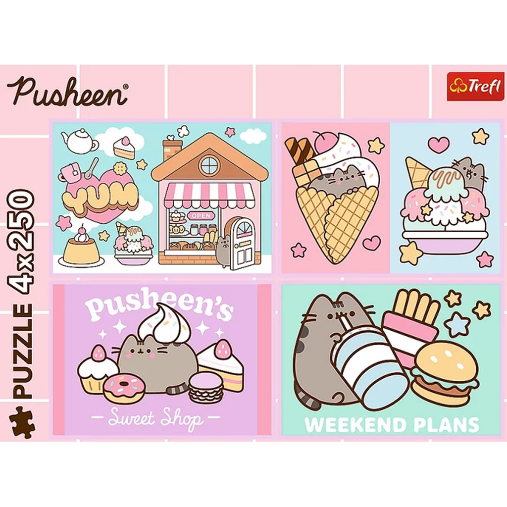 imagen de Conoce a Pusheen el gato 4x250 piezas puzzle - Trefl 2