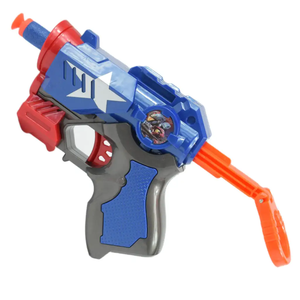 imagen de Cool Soft Bullet Gun: Arma de dardos de espuma de tamaño pequeño con balas en color azul de 14cm 2