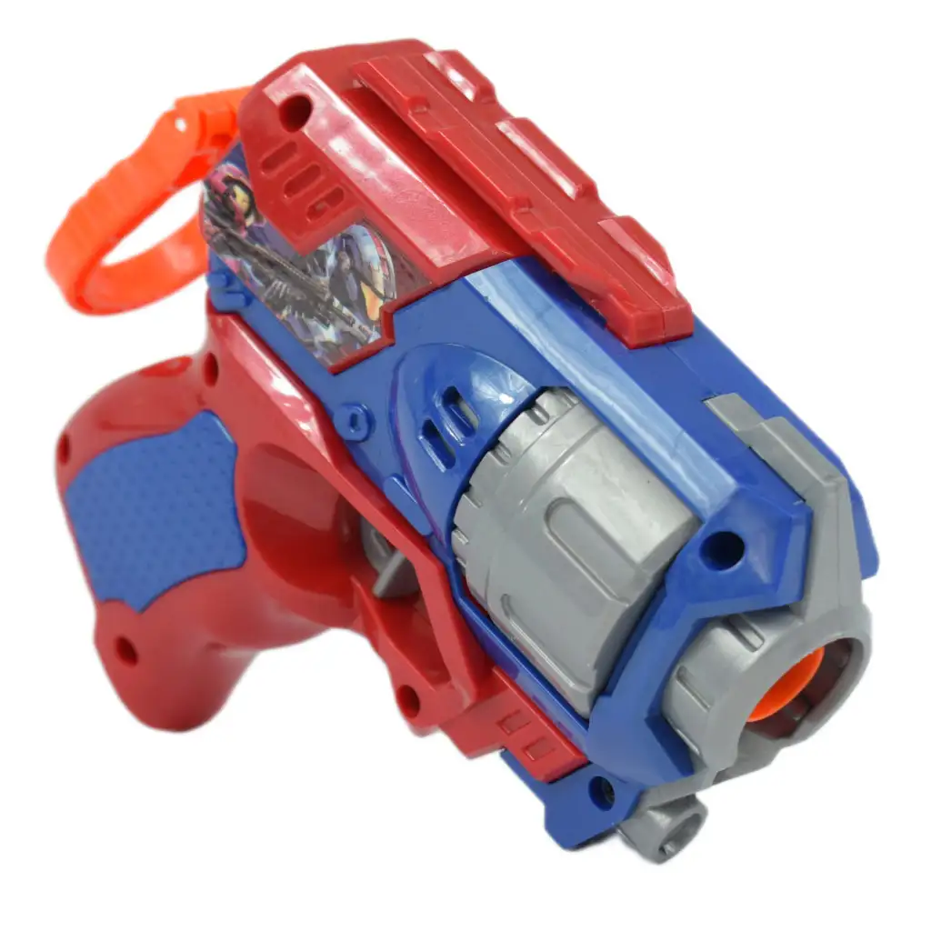 imagen de Cool Soft Bullet Gun: Arma de dardos de espuma de tamaño pequeño con balas en color azul-rojo de 14 cm 2
