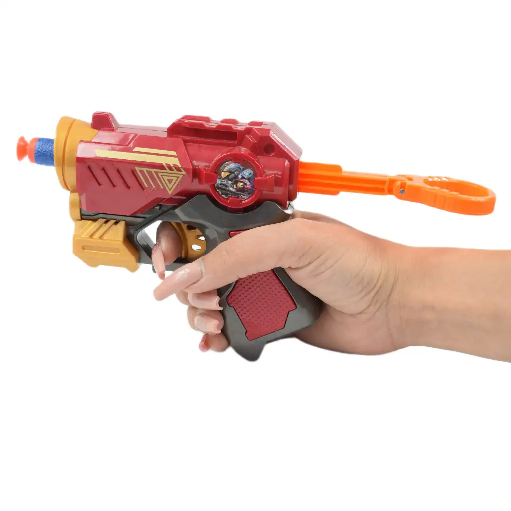 imagen de Cool Soft Bullet Gun: Arma de dardos de espuma de tamaño pequeño con balas en color rojo de 14 cm 5