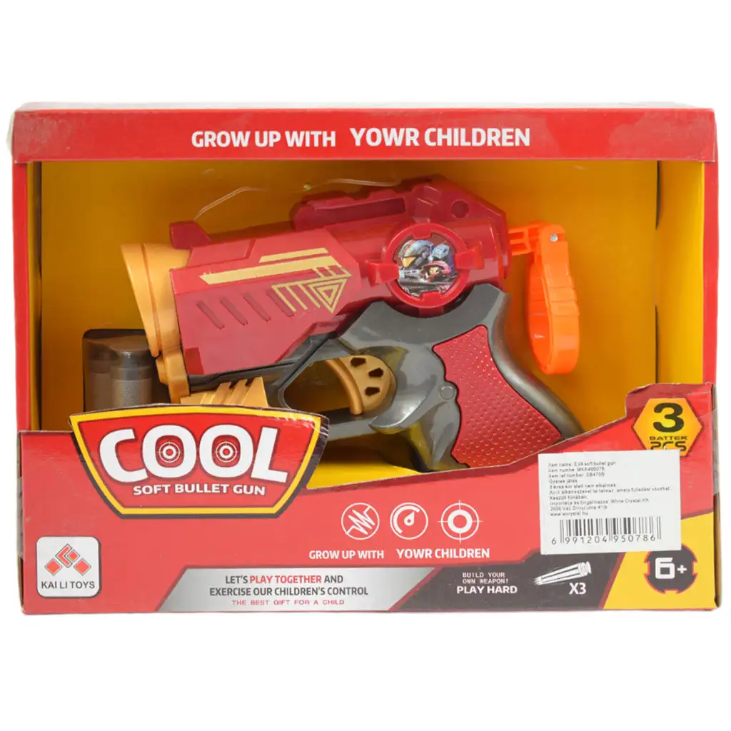 imagen de Cool Soft Bullet Gun: Arma de dardos de espuma de tamaño pequeño con balas en color rojo de 14 cm 6