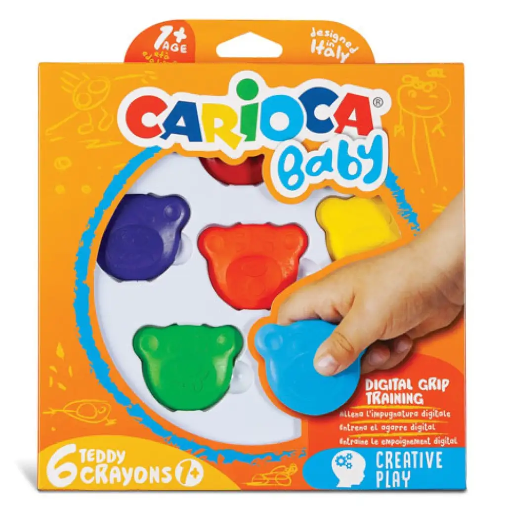 imagen de Crayones Baby Teddy en forma de oso 6 unidades - Carioca 1