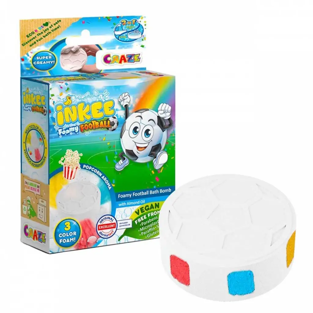 imagen de Craze Inkee: Espuma de baño vegana en forma de balón de fútbol de 3 colores 1