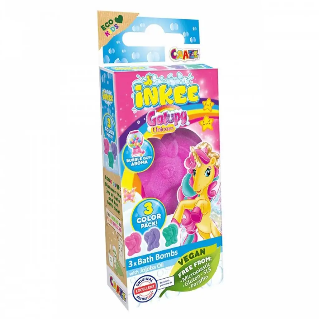 imagen de Craze Inkee: Forma de baño vegana Galupy Unicornio 3 piezas 1