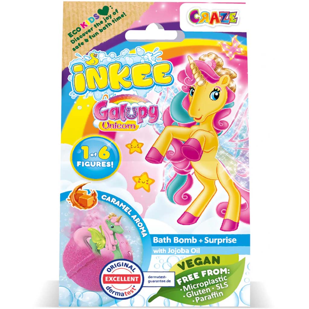 imagen de Craze Inkee: Galupy unicornio vegano bola de baño sorpresa con figura 1
