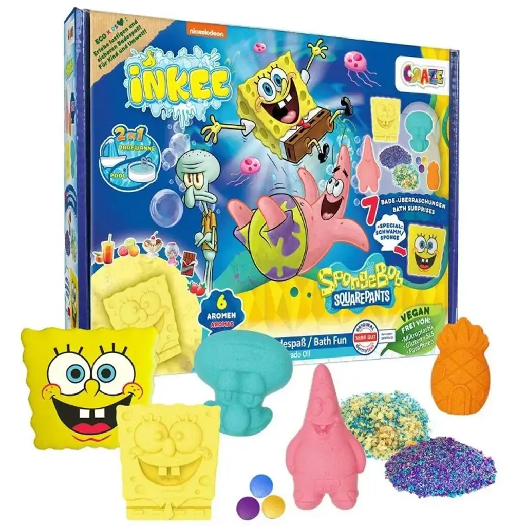 imagen de Craze: Inkee Spongyabob calzón grande vegano set de baño 2