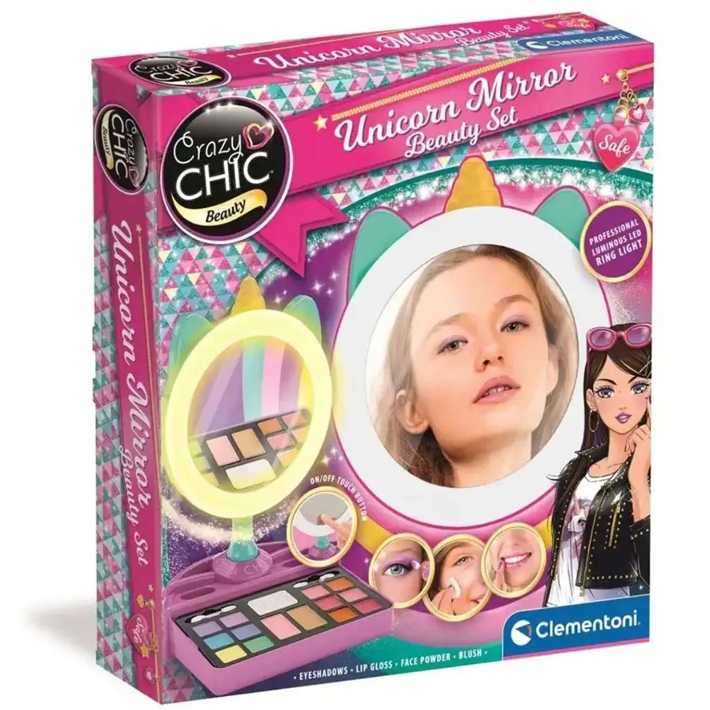 imagen de Crazy Chic: Espejo de maquillaje iluminado con unicornio - Clementoni 1