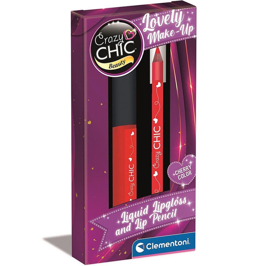 imagen de Crazy Chic: Set de brillo labial y lápiz de contorno labial Cherry - Clementoni 1