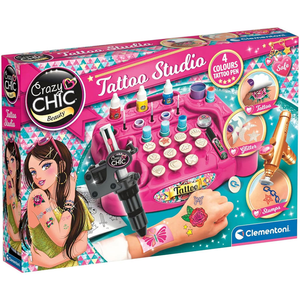 imagen de Crazy Chic: Set de estudio de tatuajes coloridos - Clementoni 1