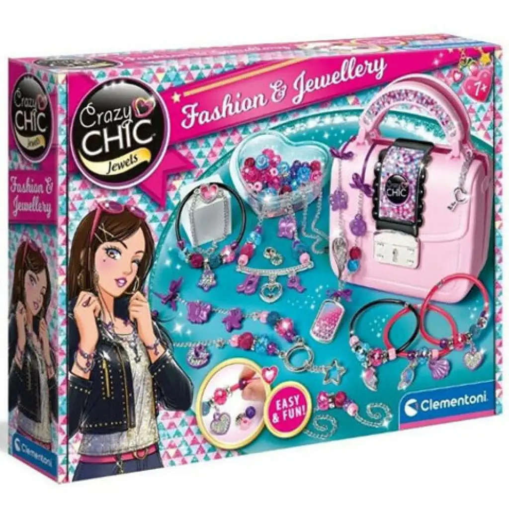 imagen de Crazy Chic Set de moda y creación de joyas con bolso - Clementoni 1