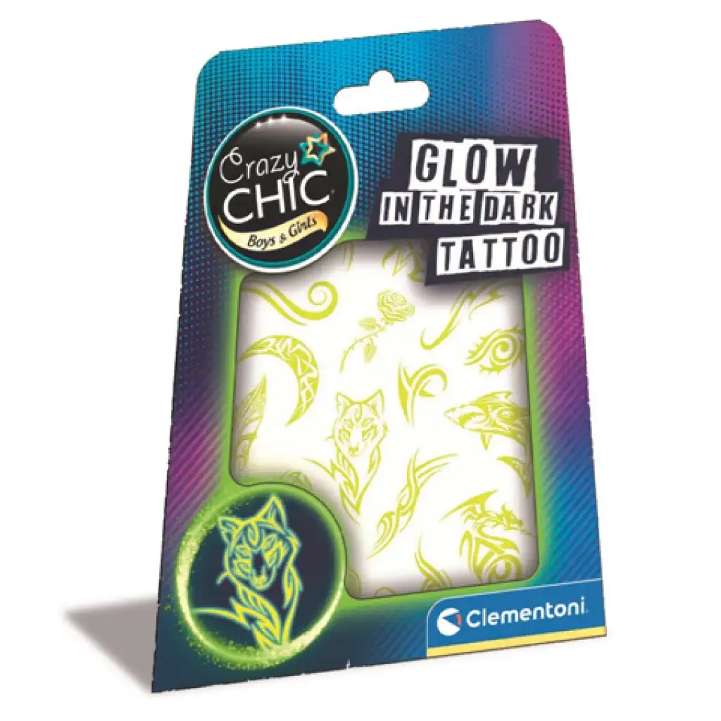 imagen de Crazy Chic: Set de tatuajes que brillan en la oscuridad - Clementoni 1
