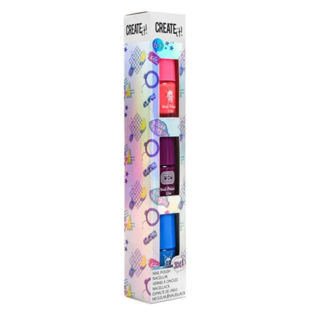 imagen de ¡Crea!: Set de esmaltes de uñas de 3 piezas en dos versiones - Canenco 1