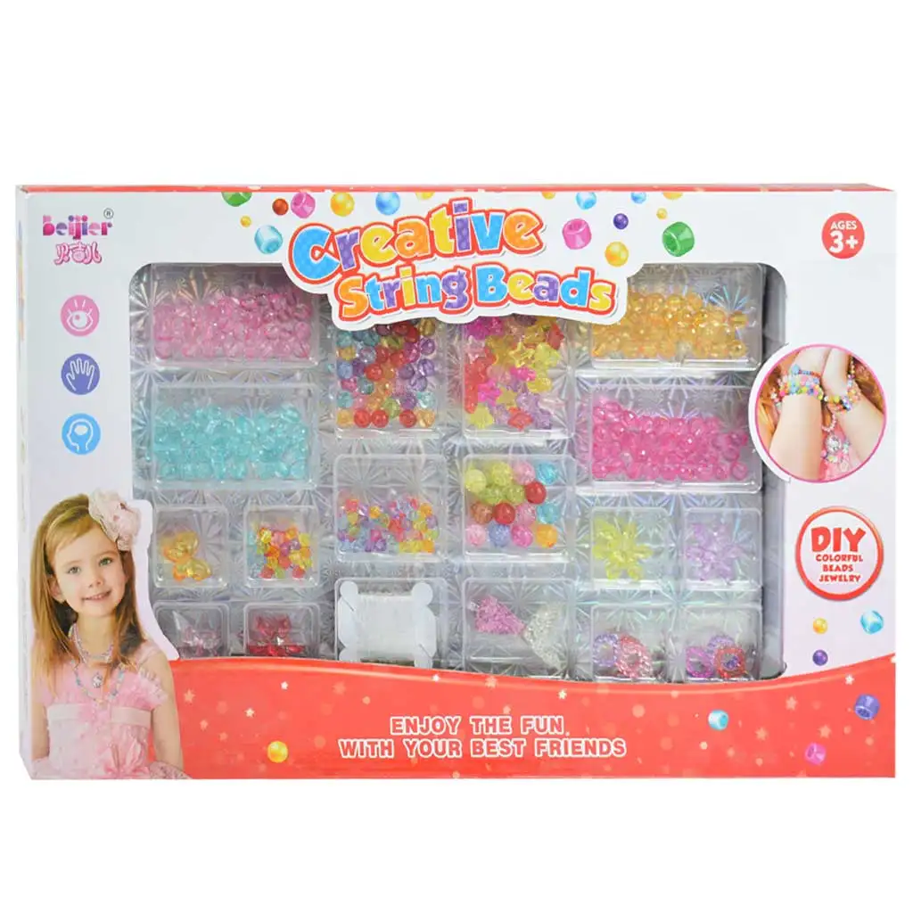 imagen de Creative StringBeads: Set de cuentas para hacer joyas 200+ cuentas de colores transparentes 1