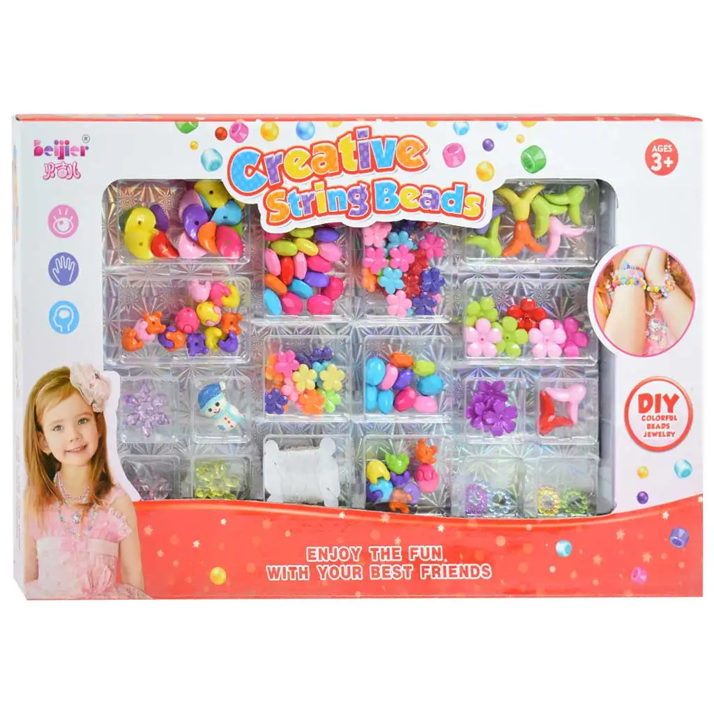 imagen de Creative StringBeads: Set de cuentas para hacer joyas con 200+ cuentas de colores y un colgante de muñeco de nieve 1