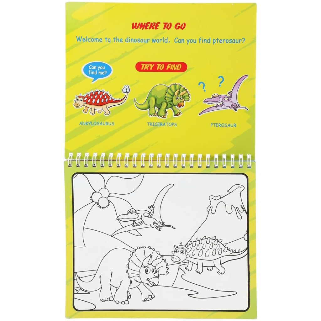 imagen de Cuaderno de actividades para colorear con agua - Dinosaurios 2