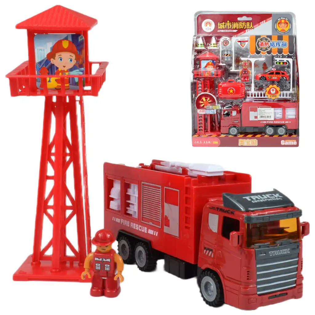 imagen de Cuerpo de Bomberos: Set de Estación de Bomberos con Torre de Vigilancia, Coche y Accesorios 1