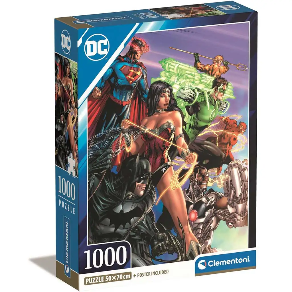imagen de DC Comics: Rompecabezas Compact de 1000 piezas de la Liga de la Justicia 50x70cm - Clementoni 1