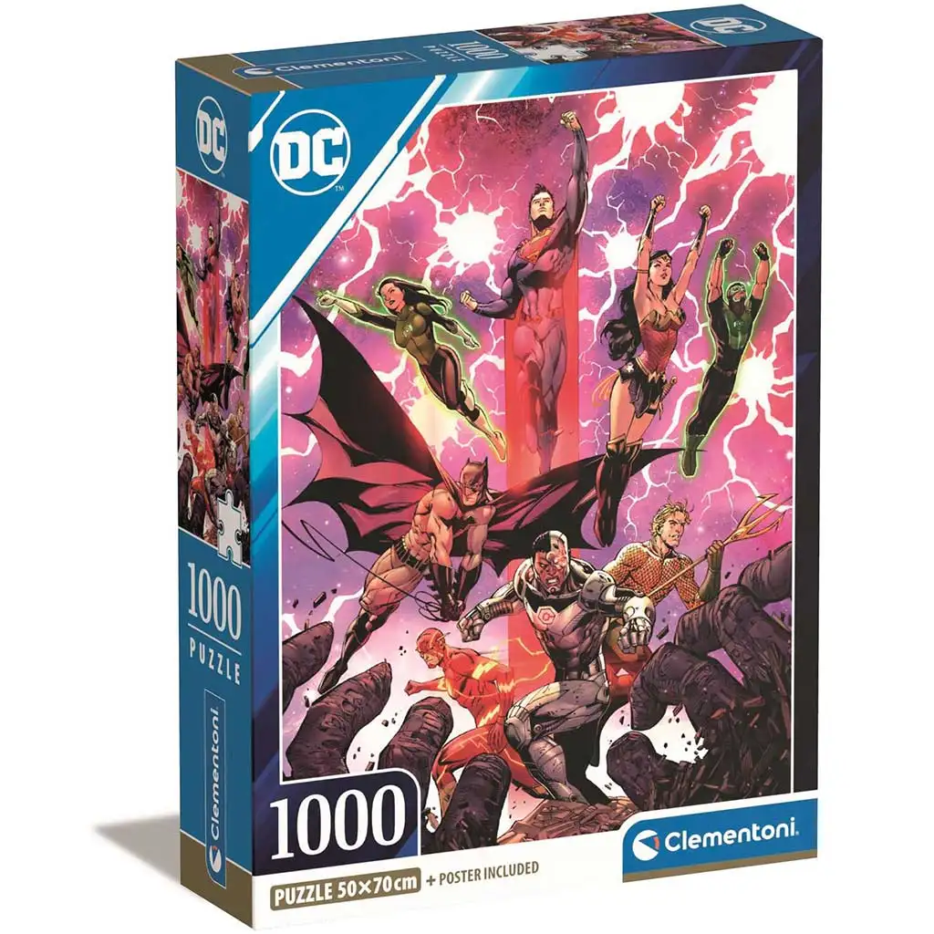 imagen de DC Comics: Rompecabezas compacto de 1000 piezas de la Liga de la Justicia 50x70cm - Clementoni 1