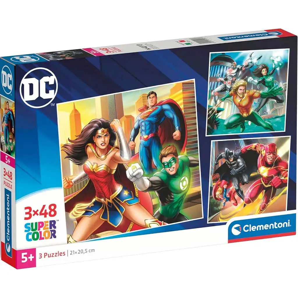 imagen de DC La liga de la justicia 3x48 piezas Supercolor puzzle - Clementoni 1