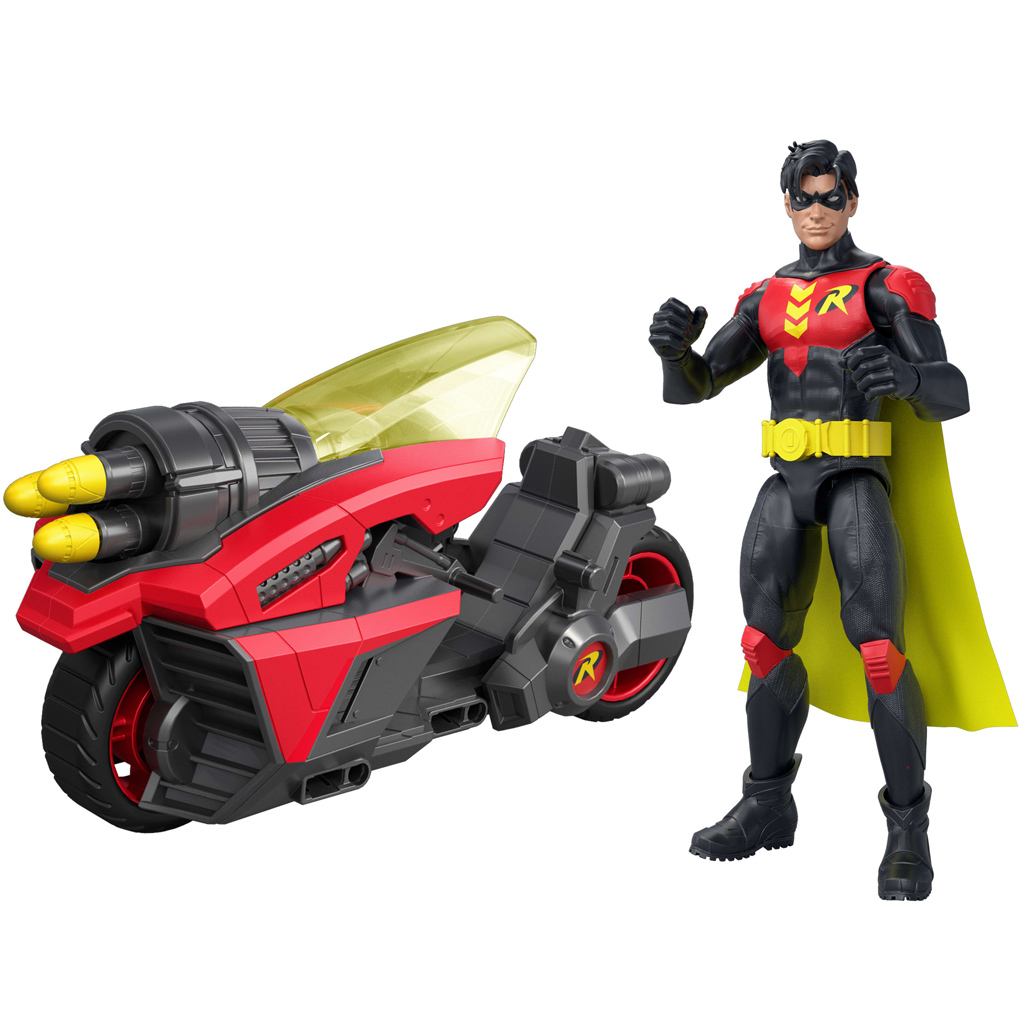 imagen de DC Robin figura de acción con moto y cohetes lanzadores – Mattel 2