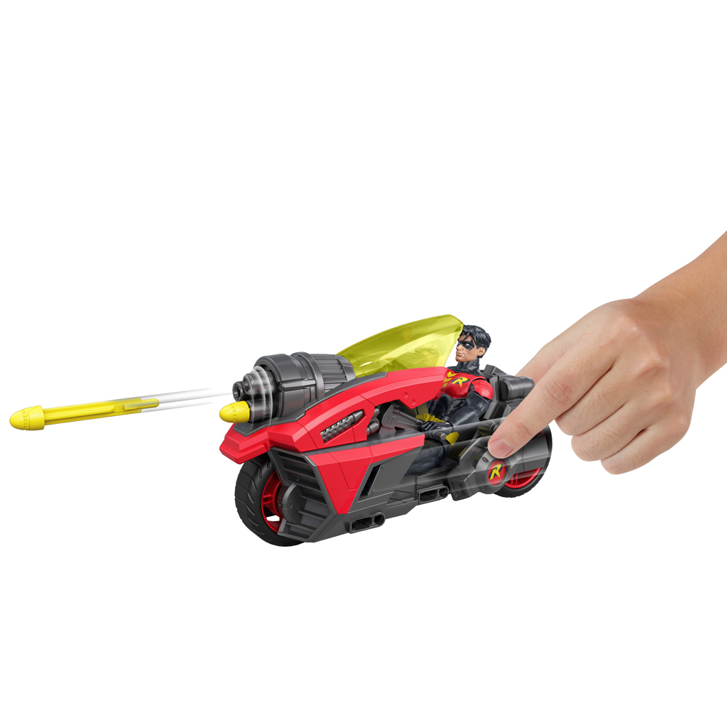 imagen de DC Robin figura de acción con moto y cohetes lanzadores – Mattel 3