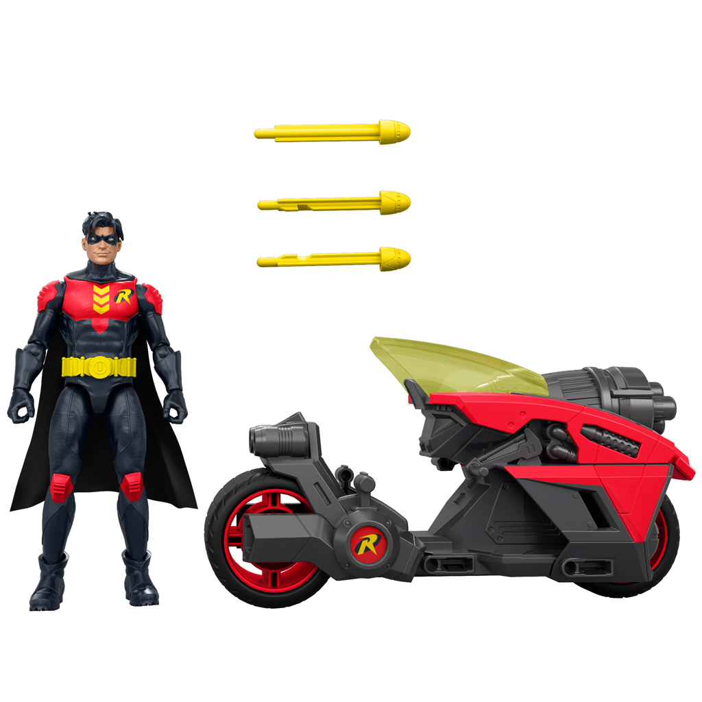 imagen de DC Robin figura de acción con moto y cohetes lanzadores – Mattel 4