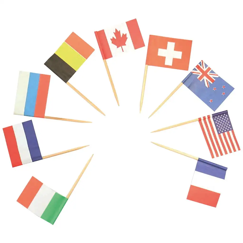 imagen de Decoración de palillos de dientes 24 unidades – Banderas de países 1