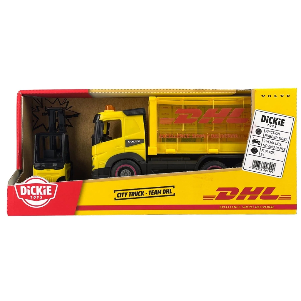 imagen de DHL Volvo camión con carretilla elevadora - Dickie Toys 1