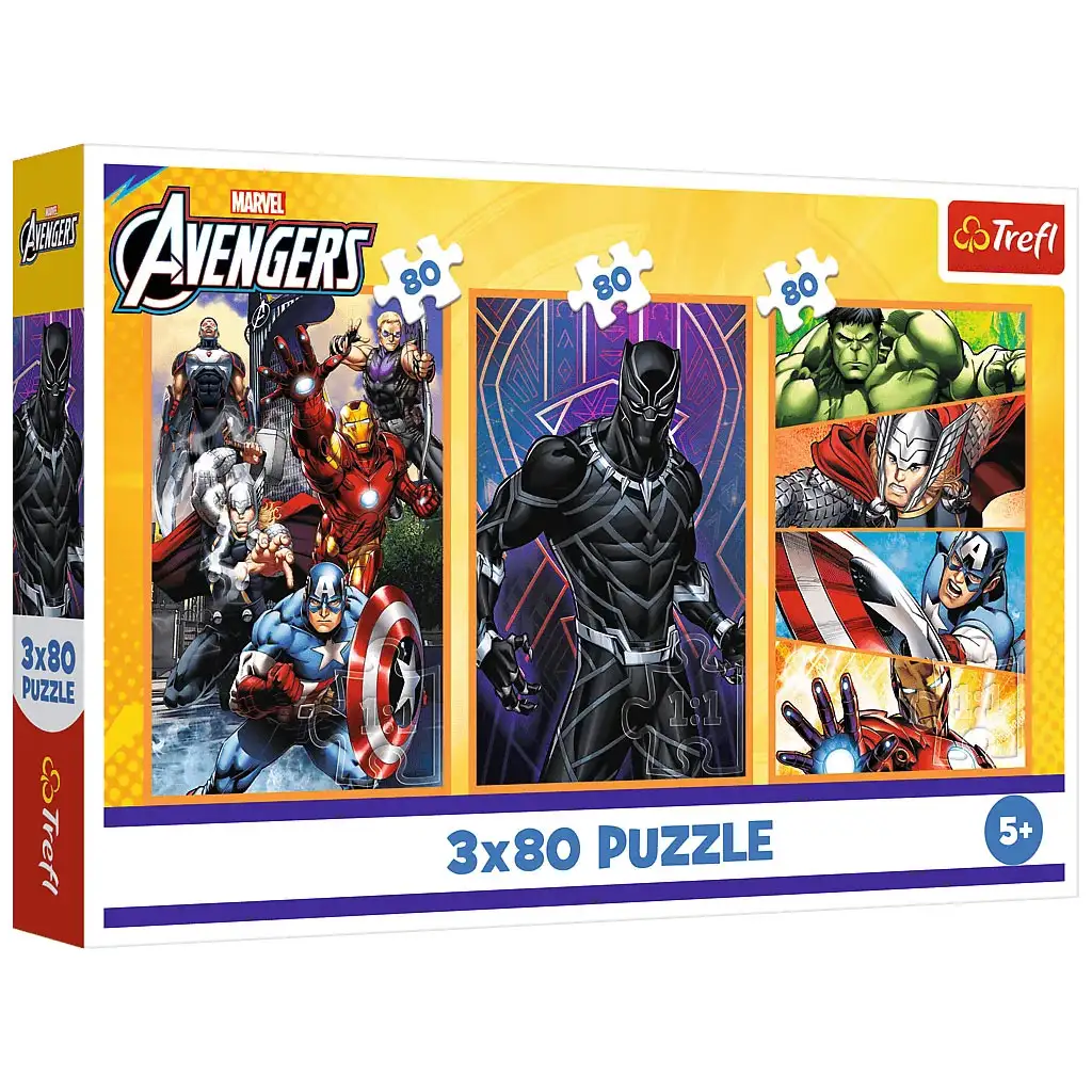 imagen de Día de acción de los Vengadores 3x80 piezas puzzle - Trefl 1