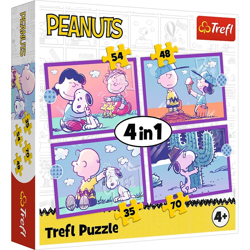 imagen de Día del perro Snoopy de Peanuts 4 en 1 rompecabezas 35-48-54-70 piezas - Trefl 1