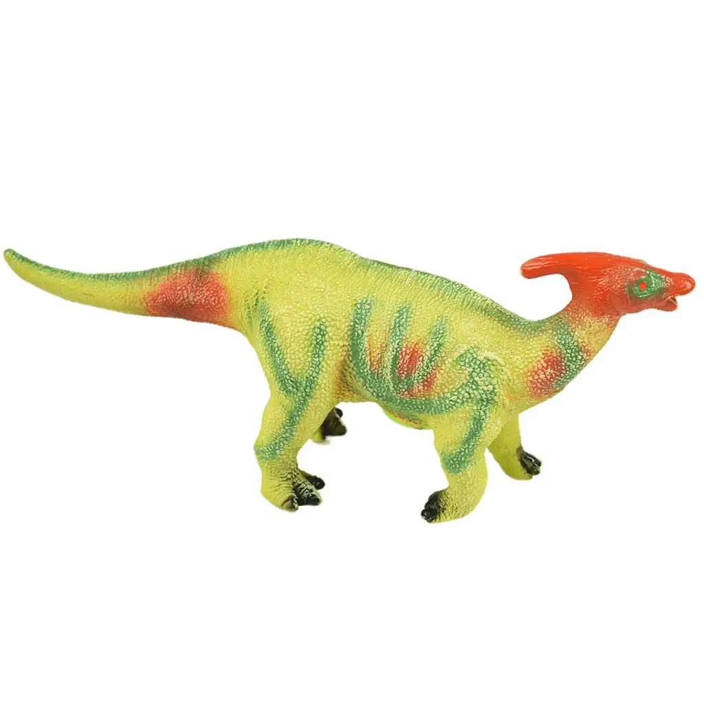 imagen de Dino World: Figura de dinosaurio Parasaurolophus de material vinílico que emite sonido con relleno de algodón de 35 cm 2