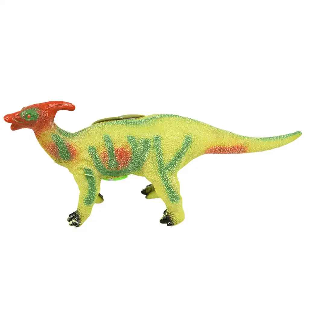 imagen de Dino World: Figura de dinosaurio Parasaurolophus de material vinílico que emite sonido con relleno de algodón de 35 cm 1